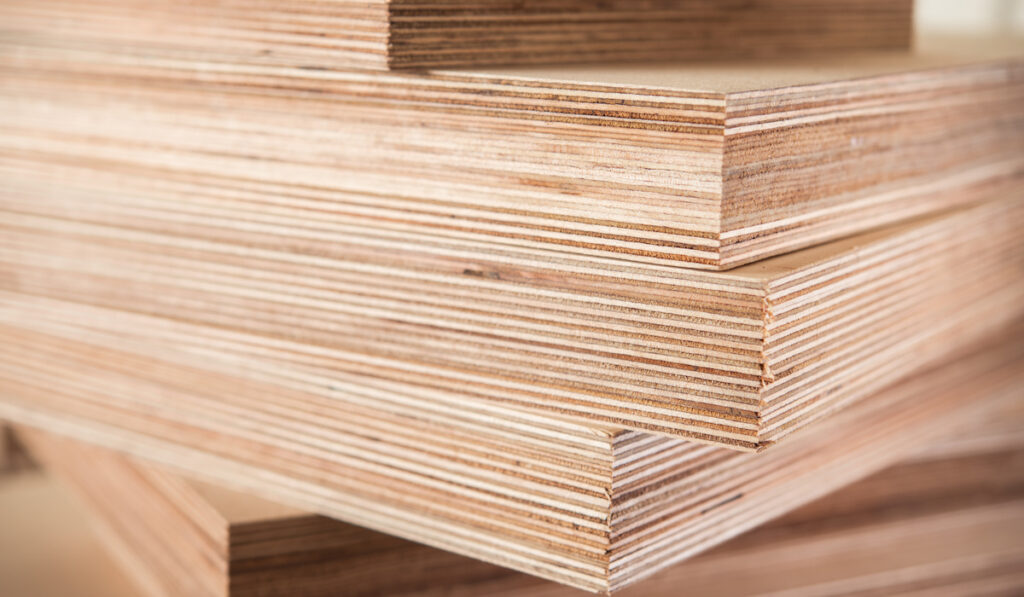 stack of newly cut ply wood