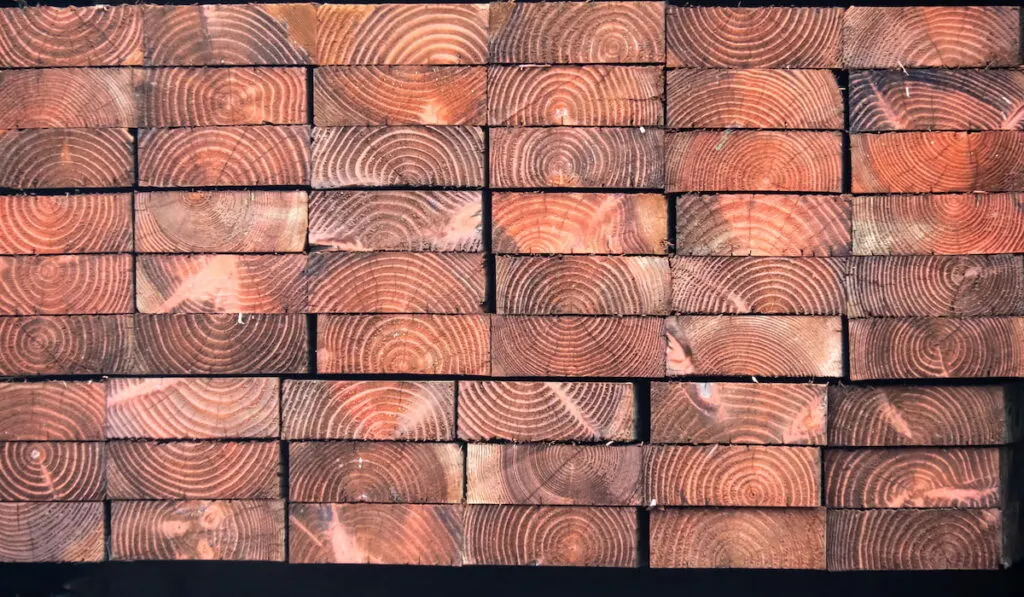 treated lumber stacks