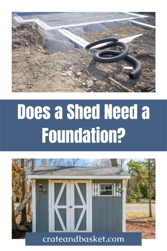 pinterest image - garden shed and foundation