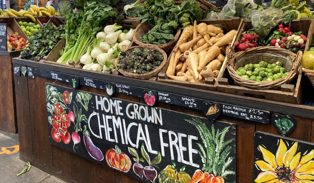 fresh organic produce on local market