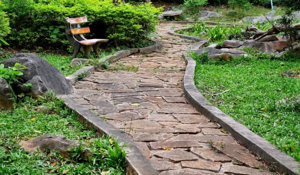 Limestone path walk in the garden