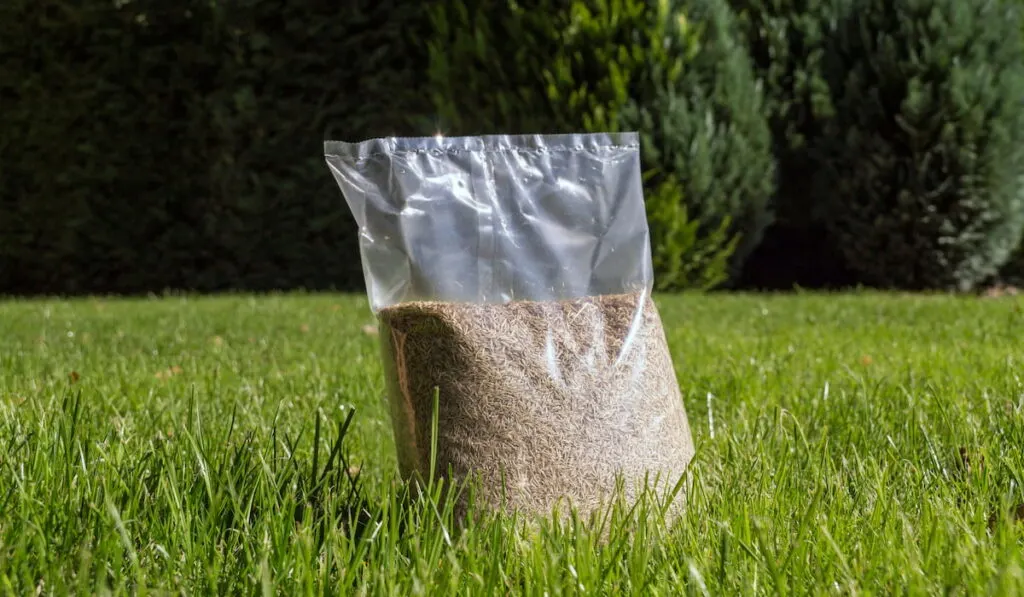  Foil packaging with grass seeds.