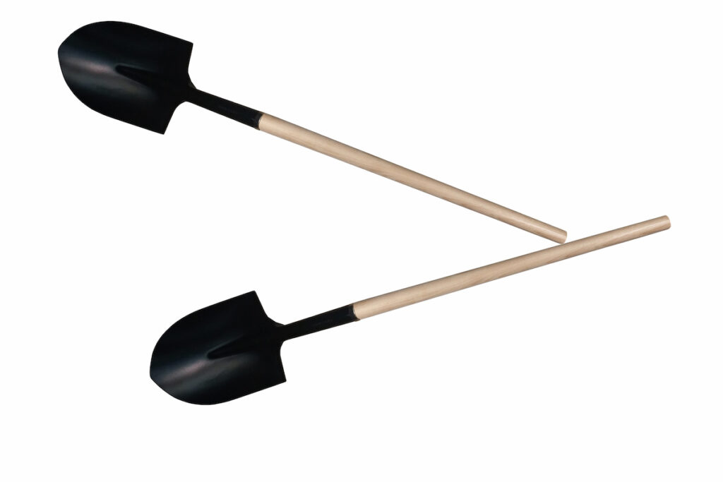 Two Round Digger Shovels on white background